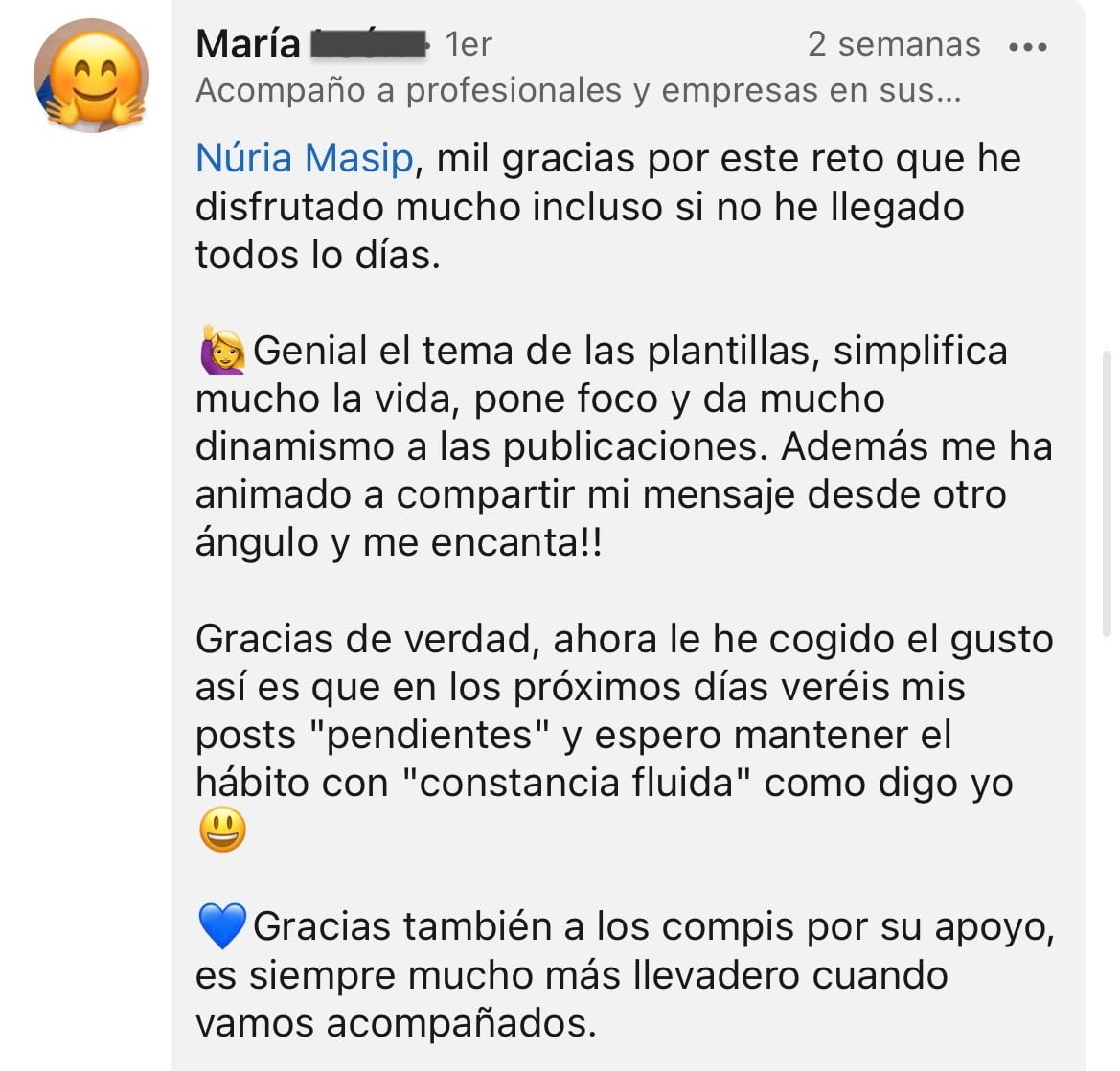 Testimonio de María — Acompaño a profesionales y empresas